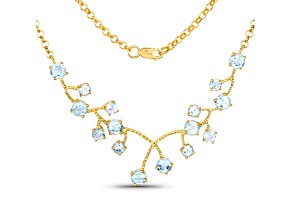 Sky Blue Topaz 18K Yellow Gold Over Sterling Silver Bib Necklace