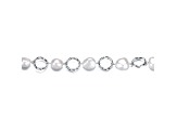 Genuine Freshwater Pearl and CZ, Rhodium Plated over Sterling Silver Chain Bracelet
