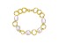 Genuine Freshwater Pearl and CZ, 14K Gold Plated over Sterling Silver Chain Bracelet
