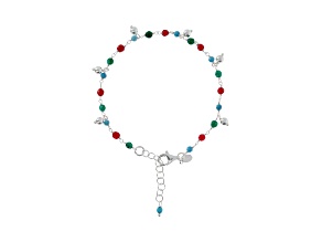 Sterling Silver Green Quartzite and Dangle Bead Bracelet