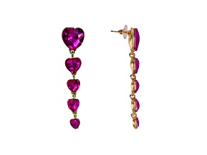 Off Park® Collection, Fushia Pink Graduating Heart Crystal Earring.