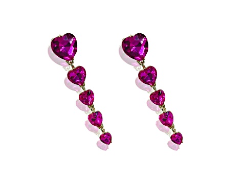 Off Park® Collection, Fushia Pink Graduating Heart Crystal Earring ...