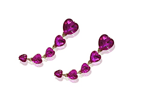 Off Park® Collection, Fushia Pink Graduating Heart Crystal Earring.