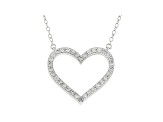 Blue And White Lab-Grown Diamond 14k White Gold Reversible Heart Necklace 1.00ctw
