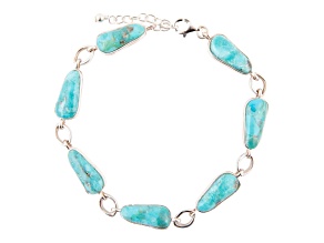 Barse Jewelry Blue Composite Turquoise Sterling Silver Biwa Link Bracelet