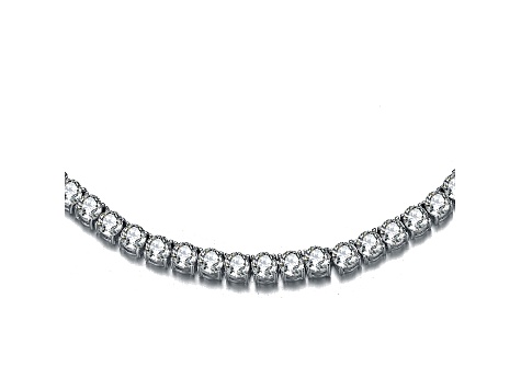 Clear Cubic Zirconia, Sterling Silver Tennis Necklace