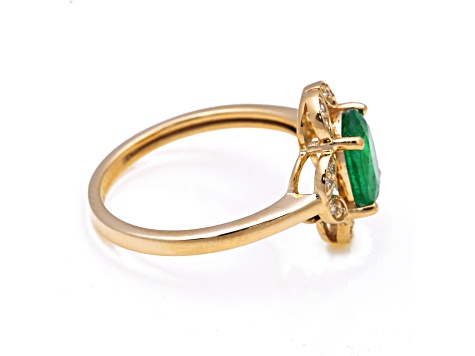 1.40 Ctw Emerald With 0.12 Ctw White Diamond Ring in 14K YG
