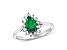 0.74ctw Emerald and Diamond Halo Ring in 14k White gold