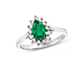 0.74ctw Emerald and Diamond Halo Ring in 14k White gold