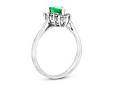 0.74ctw Emerald and Diamond Halo Ring in 14k White gold