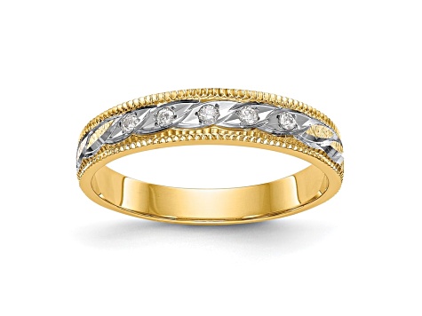 14K Yellow Gold AA Quality Ladies Wedding Band 0.05ctw