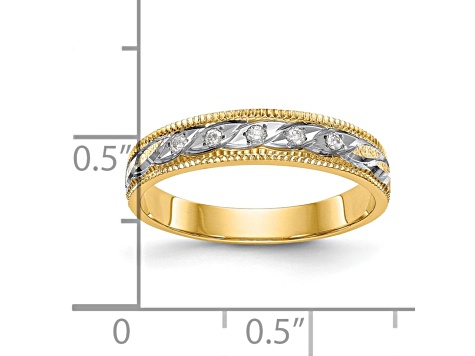 14K Yellow Gold AA Quality Ladies Wedding Band 0.05ctw