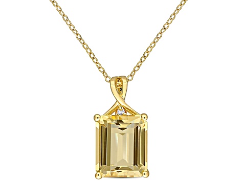 Citrine and White Topaz 18k Yellow Gold Over Sterling Silver Pendant with Chain 6.60ctw