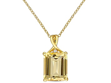 Picture of Citrine and White Topaz 18k Yellow Gold Over Sterling Silver Pendant with Chain 6.60ctw