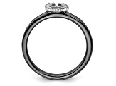 Black Rhodium Over Sterling Silver Stackable Expressions Diamond Horseshoe Ring 0.07ctw