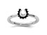 Rhodium Over Sterling Silver Stackable Expressions Diamond Horseshoe Ring 0.11ctw