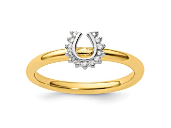 Picture of 10K Yellow Gold Over Sterling Silver Stackable Expressions Diamond Horseshoe Ring 0.07ctw