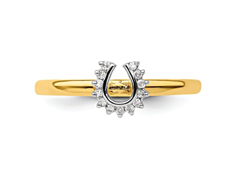 10K Yellow Gold Over Sterling Silver Stackable Expressions Diamond Horseshoe Ring 0.07ctw