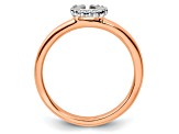 10K Rose Gold Over Sterling Silver Stackable Expressions Diamond Horseshoe Ring 0.07ctw