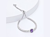 Purple Amethyst with Moissanite Accents Rhodium Over Sterling Silver Bracelet