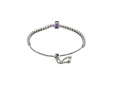 Purple Amethyst with Moissanite Accents Rhodium Over Sterling Silver Bracelet