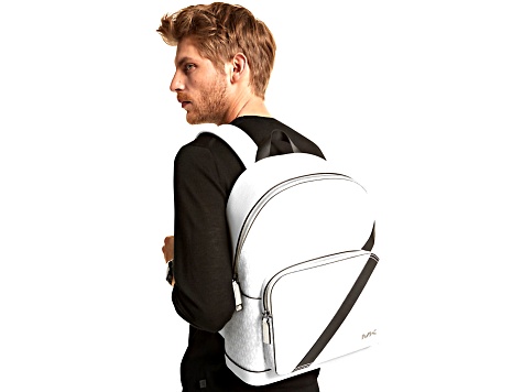 cooper logo stripe and faux leather backpack Michael Kors Large Backpack, White Black, Large, Clothing, Shoes & Accessories The interior is organized with a back pocket for safe storage of your laptop Michael Kors Cooper Large Backpack