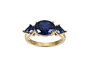 Lab Created Blue Sapphire 18k Yellow Gold Over Sterling Silver September Birthstone Ring 3.11ctw