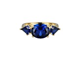 Lab Created Blue Sapphire 18k Yellow Gold Over Sterling Silver September Birthstone Ring 3.11ctw