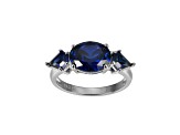 Lab Created Blue Sapphire Platinum Over Sterling Silver September Birthstone Ring 3.11ctw