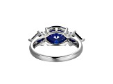 Lab Created Blue Sapphire Platinum Over Sterling Silver September Birthstone Ring 3.11ctw