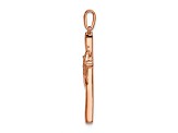 14K Rose Gold Cross with Heart Diamond Pendant