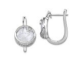 Rhodium Over 14k White Gold Moon and Star Hinged Hoop Earrings with Moonstone and Diamonds