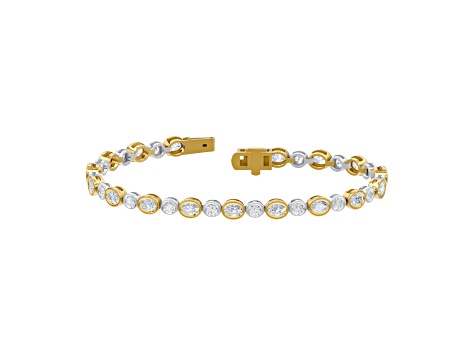 14k Yellow Gold 5ctw Oval & Round dual tone Cut Lab Grown Diamond Tennis Bracelet 7"