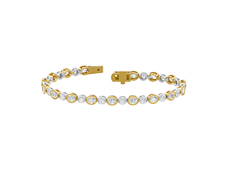 White Lab-Grown Diamond E-F VVS-VS 14k Two-Tone Gold Tennis Bracelet 4.52ctw