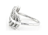 White Lab-Grown Diamond 14k White Gold Leaf Ring 0.50ctw