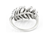 White Lab-Grown Diamond 14k White Gold Leaf Ring 0.50ctw
