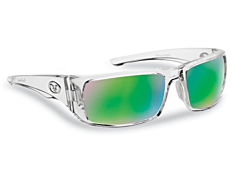 Flying Fisherman Morocco Polarized Sunglasses Crystal Frame/Amber Green Mirror Lens