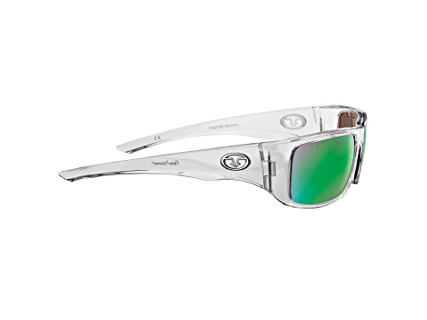 Flying Fisherman Morocco Polarized Sunglasses Crystal Frame/Amber Green Mirror Lens