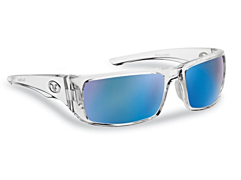 Flying Fisherman Morocco Polarized Sunglasses Crystal Frame/Smoke Blue Mirror Lens