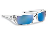 Flying Fisherman Morocco Polarized Sunglasses Crystal Frame/Smoke Blue Mirror Lens