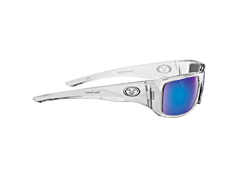 Flying Fisherman Morocco Polarized Sunglasses Crystal Frame/Smoke Blue Mirror Lens