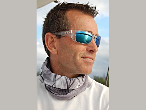 Flying Fisherman Morocco Polarized Sunglasses Crystal Frame/Smoke Blue Mirror Lens