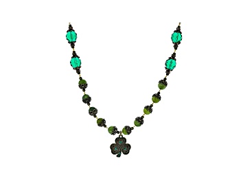 Picture of Artisan Collection of Ireland™ Connemara Marble With Green Crystal Shamrock 20" Necklace.