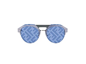 Fendi Technicolour Blue FF Print Lenses Palladium Pilot Frame Sunglasses