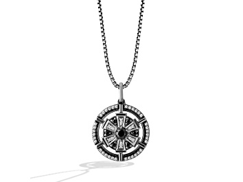 Picture of Star Wars™ Fine Jewelry The Imperial Black & White Diamond Rhodium Over Silver Pendant 0.25ctw