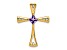 14k Yellow Gold Amethyst and Diamond Cross chain slide