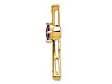 14k Yellow Gold Amethyst and Diamond Cross chain slide