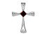 Rhodium Over 14k White Gold Garnet and Diamond Cross Chain Slide Pendant