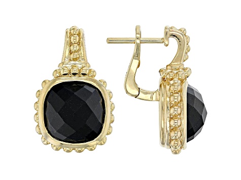 Judith Ripka 6.6ctw Black Onyx 14k Gold Clad Drop Earrings