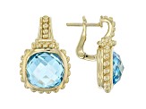 Judith Ripka 9ctw Sky Blue Spinel 14k Gold Clad Drop Earrings